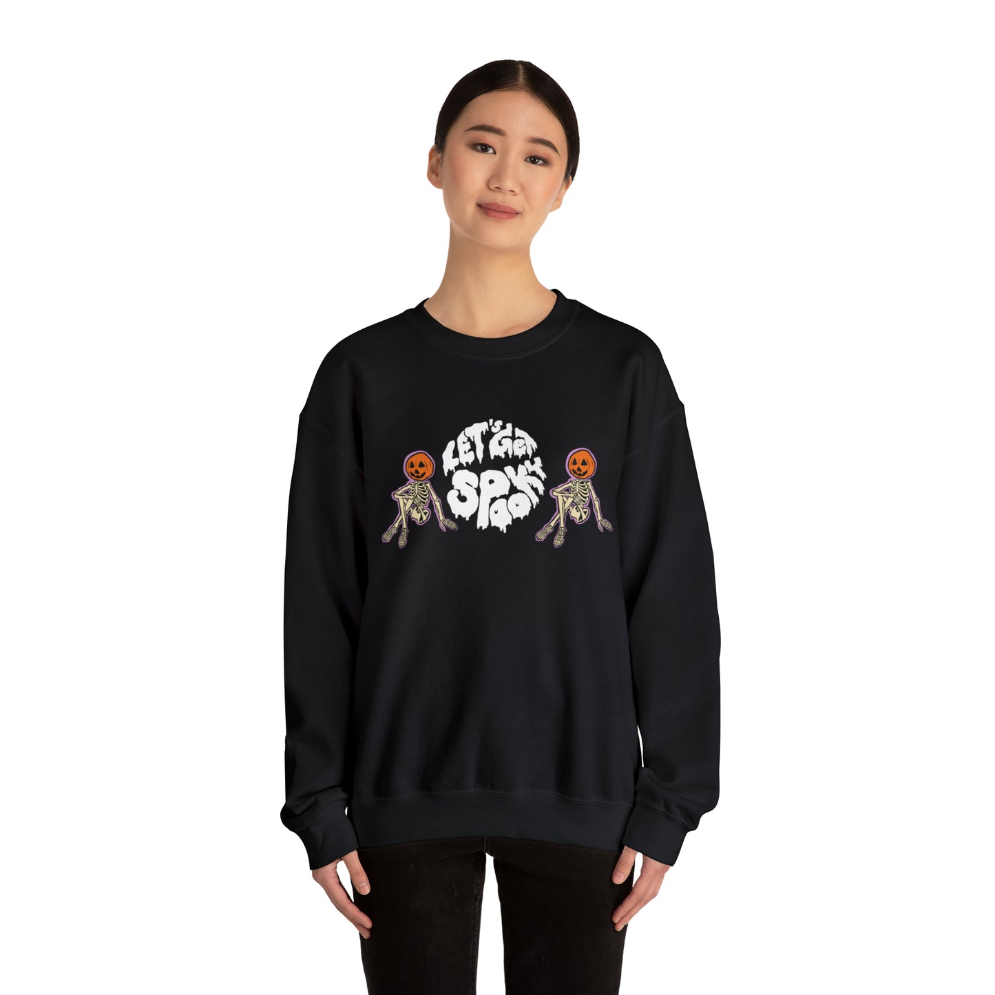 Lets Get Spook Skeleton Pumpkins Unisex Heavy Blend Crewneck Sweatshirt