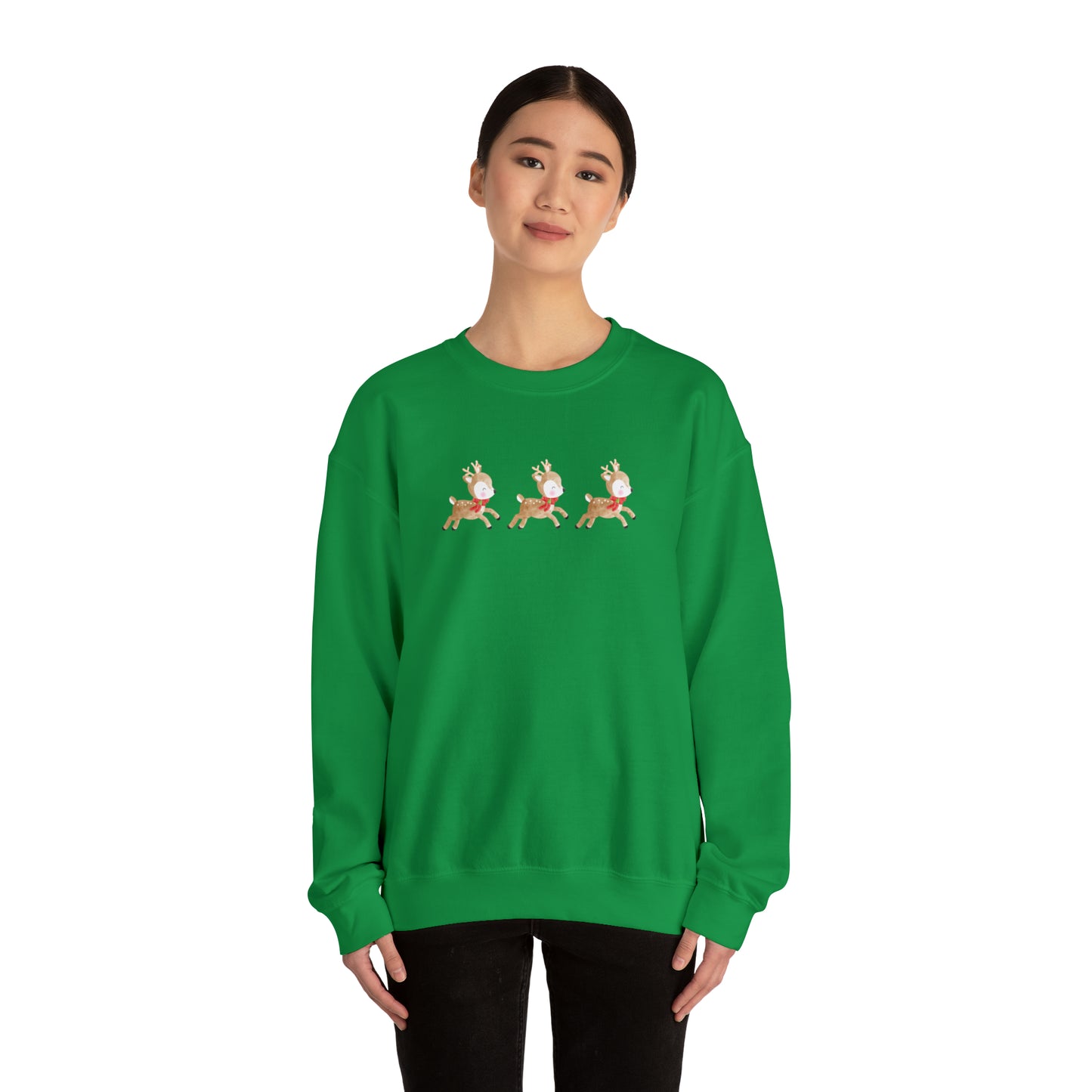 3 Reindeer Flying Unisex Heavy Blend  Crewneck Sweatshirt