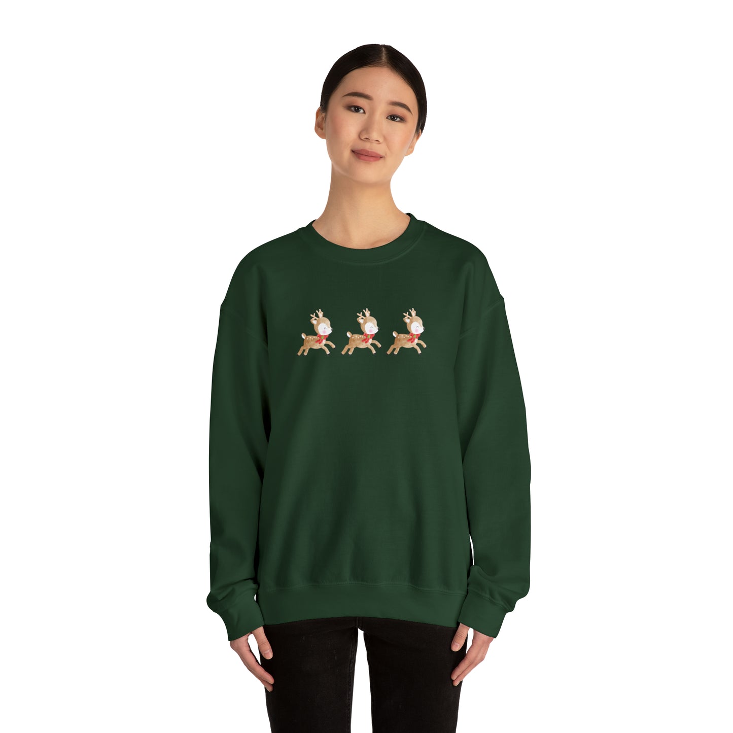 3 Reindeer Flying Unisex Heavy Blend  Crewneck Sweatshirt