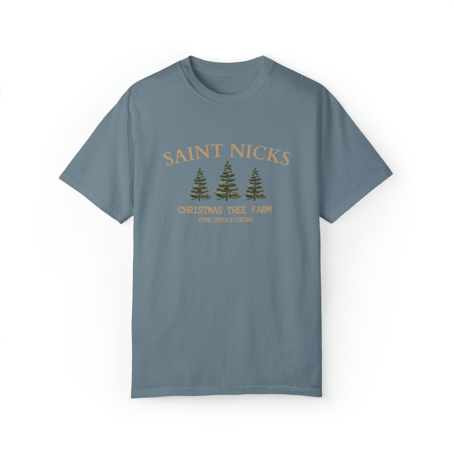 Saint Nicks Christmas Trees Unisex Garment-Dyed T-shirt