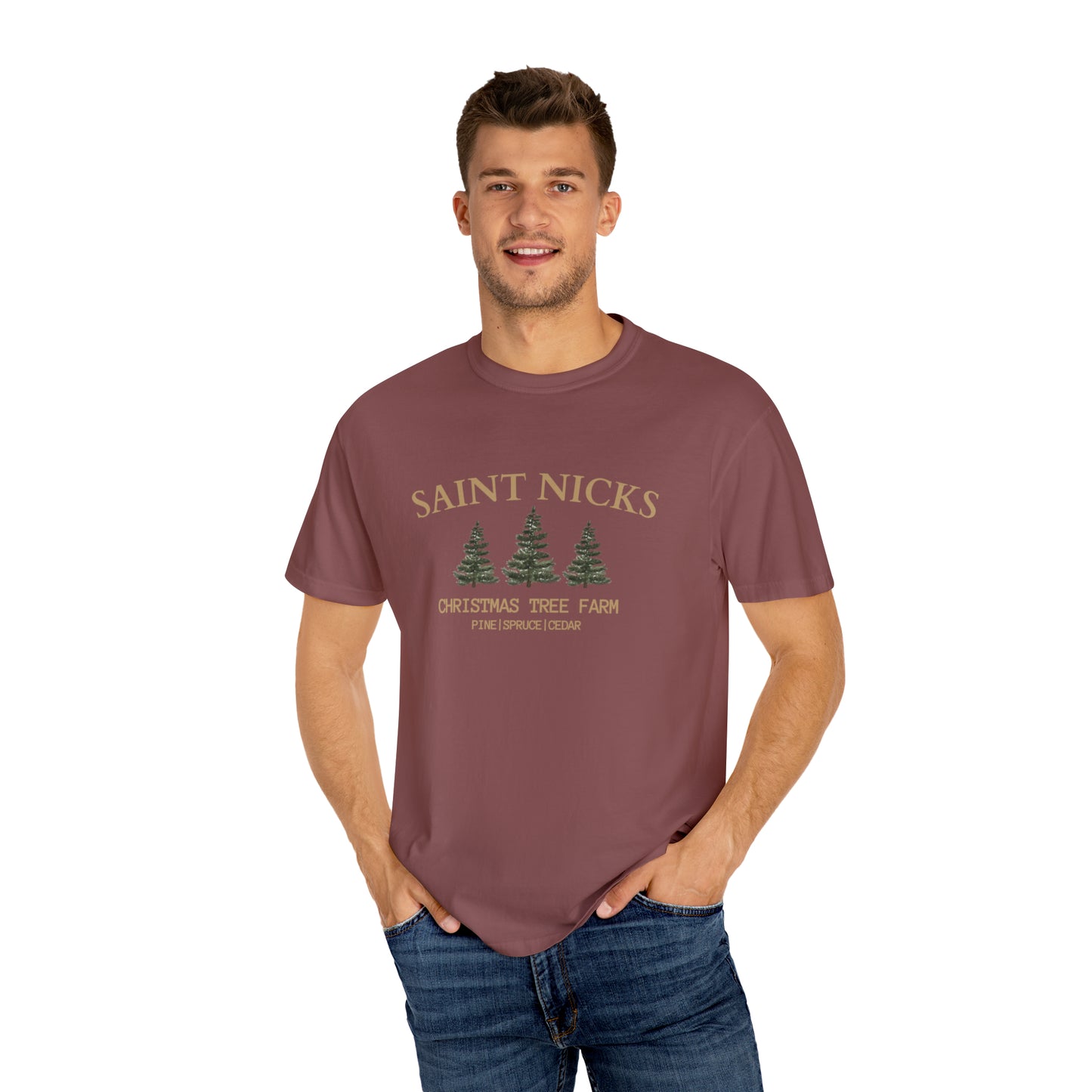 Saint Nicks Christmas Trees Unisex Garment-Dyed T-shirt