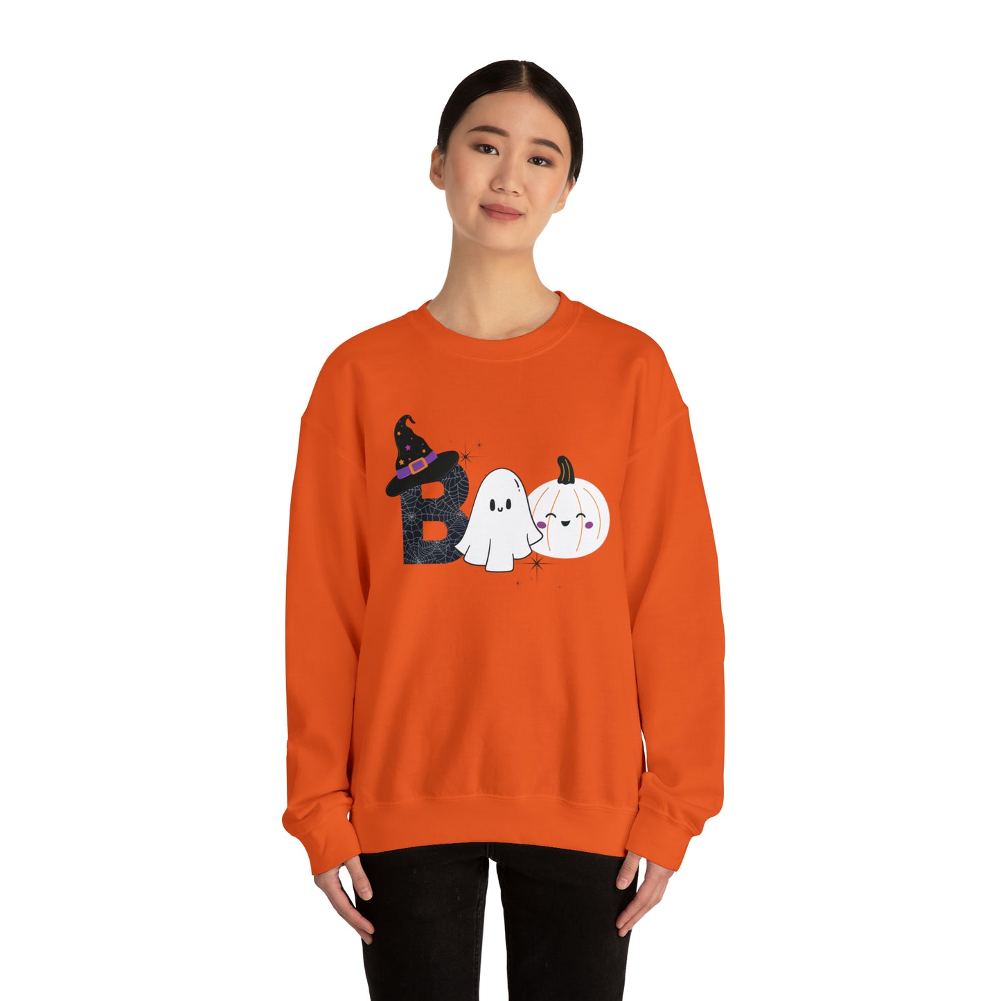 Boo Ghost And Pumpkins Unisex Heavy Blend Crewneck Sweatshirt
