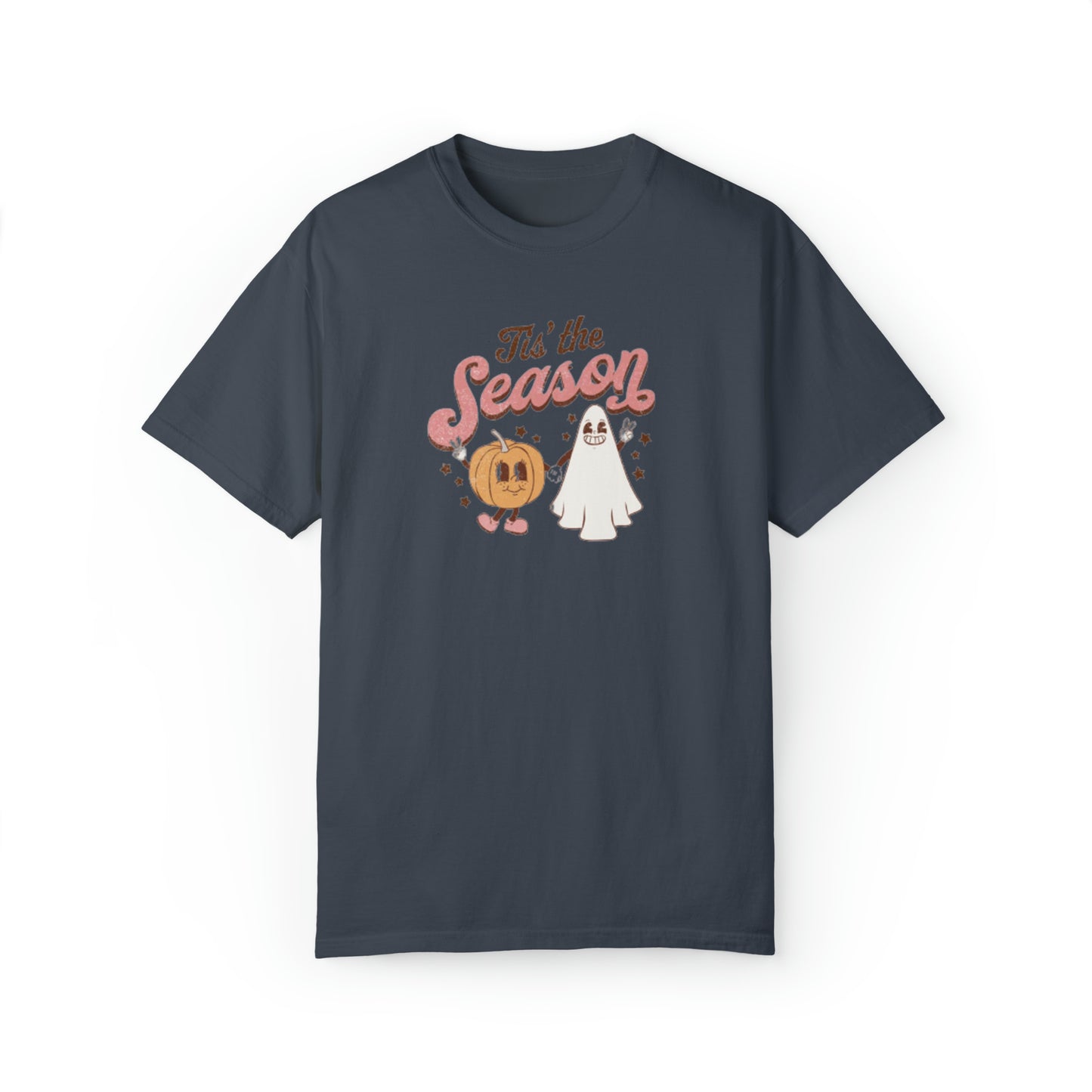 Tis The Season Pumpkin And Ghost Unisex Garment-Dyed T-shirt