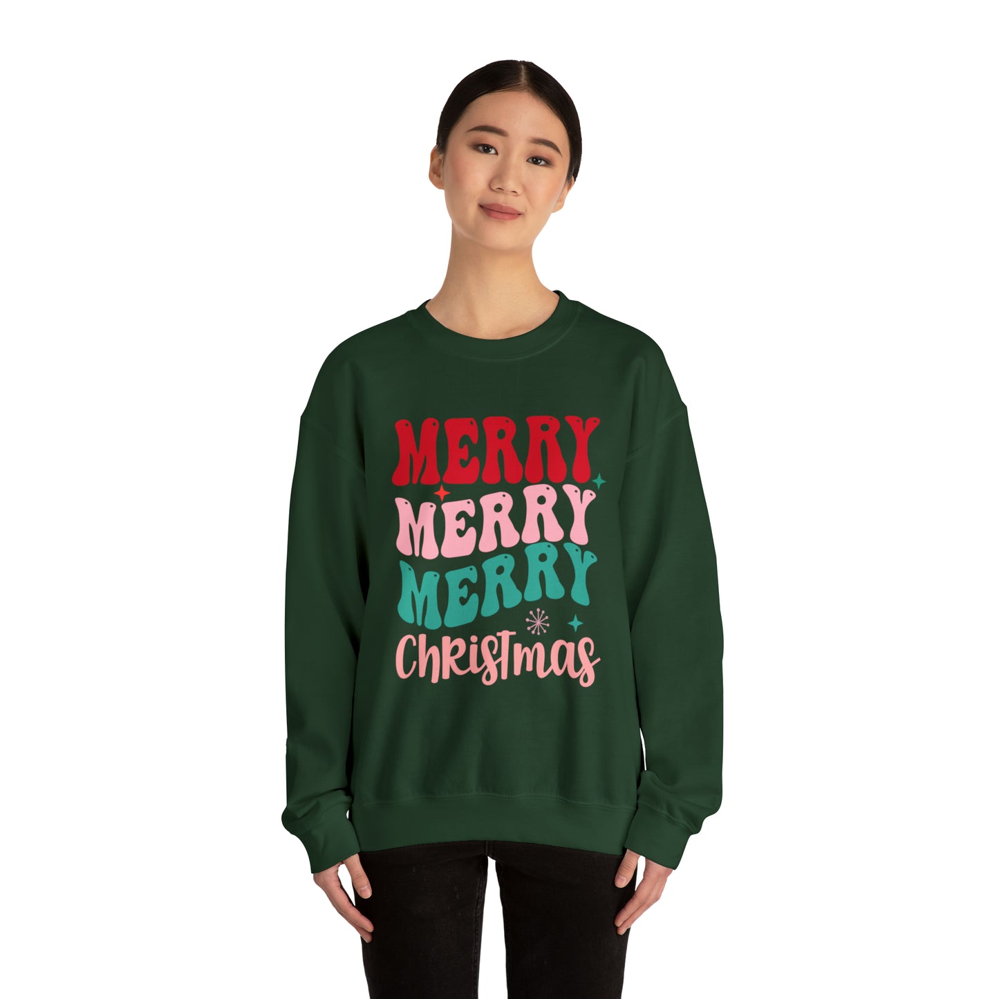 Merry Merry Merry Christmas Unisex Heavy BlendCrewneck Sweatshirt