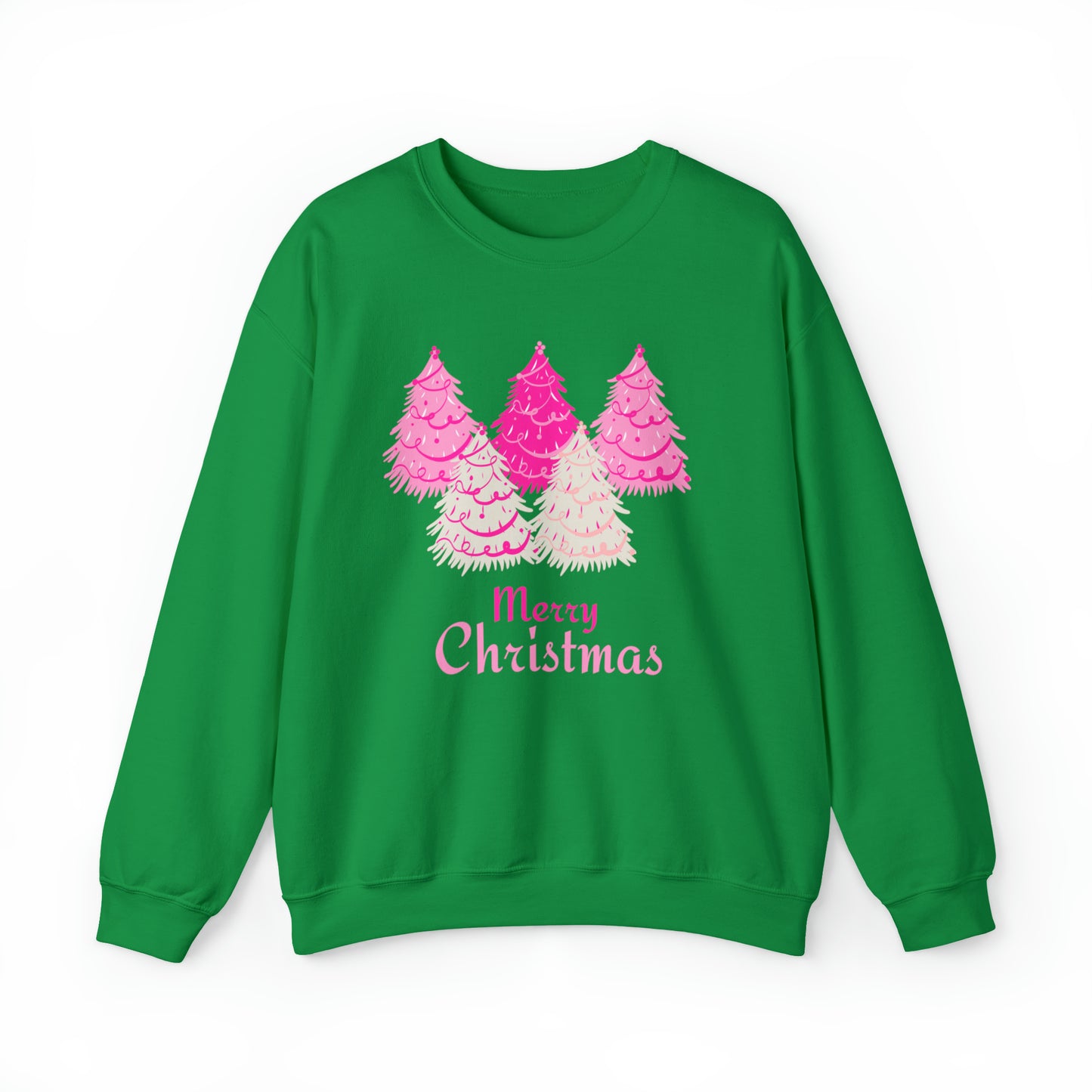 Merry Christmas Pink Trees Unisex Heavy Blend Crewneck Sweatshirt
