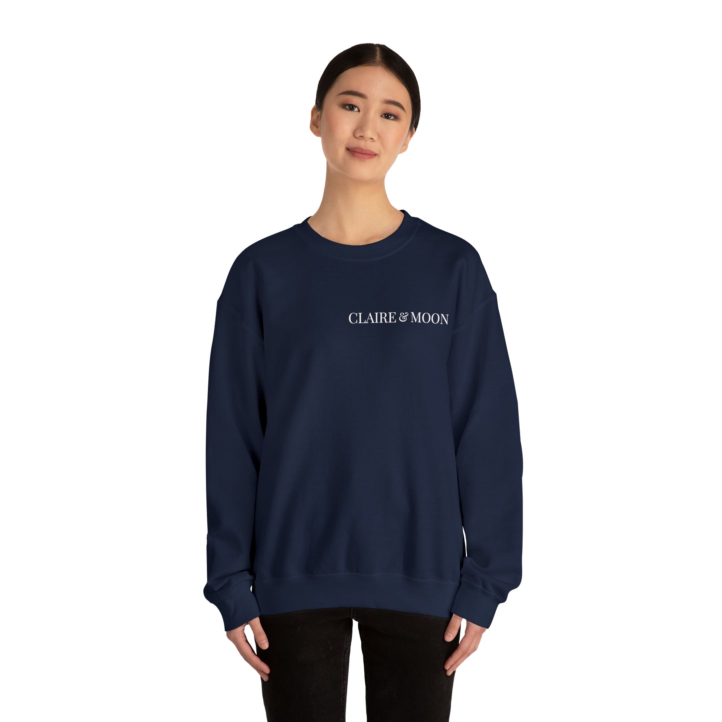 Claireandmoon White Logo Unisex Heavy Blend™ Crewneck Sweatshirt