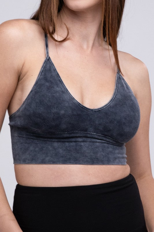 Washed Ribbed Bra Padded Tank Top
